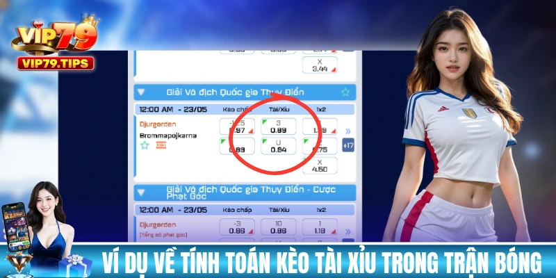 Ví dụ về tính toán kèo tài xỉu trong trận bóng đá